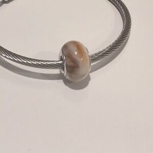 Silver Brown and White Blended‎ Charm for Pandora Style Bracelet